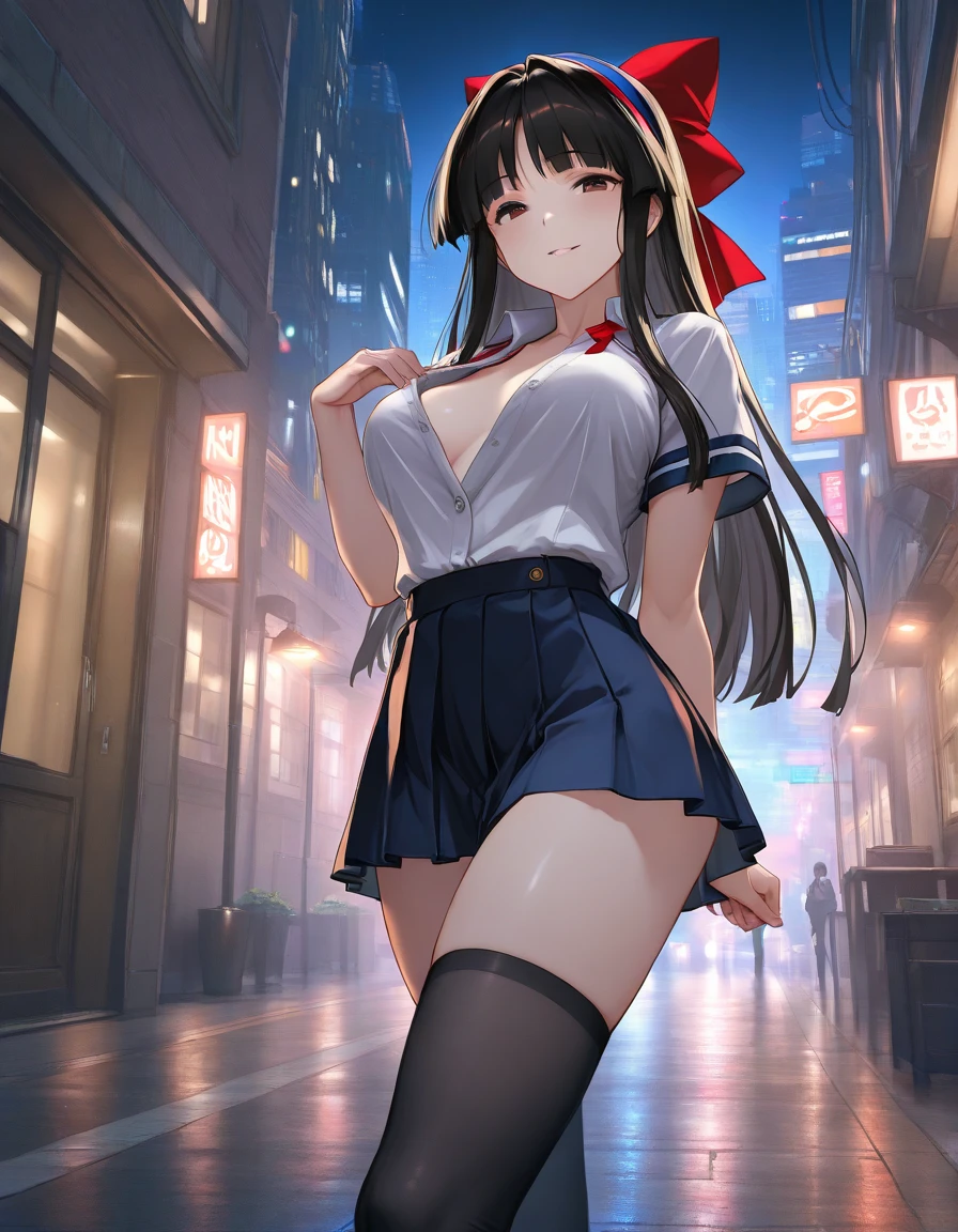 1womanl,45 yers old,married woman,A MILF,plumw,very Bigger breasts, 独奏,(Background with:Ponds,cherry blossom forest,The lotus flowers)standing on your feet, She has short black hair,Seen from the front,, Mostly cloudy sky,(((tmasterpiece),(Very detailed CG Unity 8K wallpaper),best qualtiy,cinmatic lighting,细致Background with,beatiful detailed eyes,Bright pupils,Black eyes,Snow White skin,red rip(Very fine and beautiful),(Beautiful and detailed eyes description),ultra - detailed,tmasterpiece,))facing at camera,hight resolution,ultra - detailed),Revealing breasts,Genital only, Bulge,legs are open,Raised sexy,Camel toes,Desire for dissatisfaction,frontage,navy,elementary student,(Wearing:See-through school uniform,Transparent sailor suit,Bare ,)