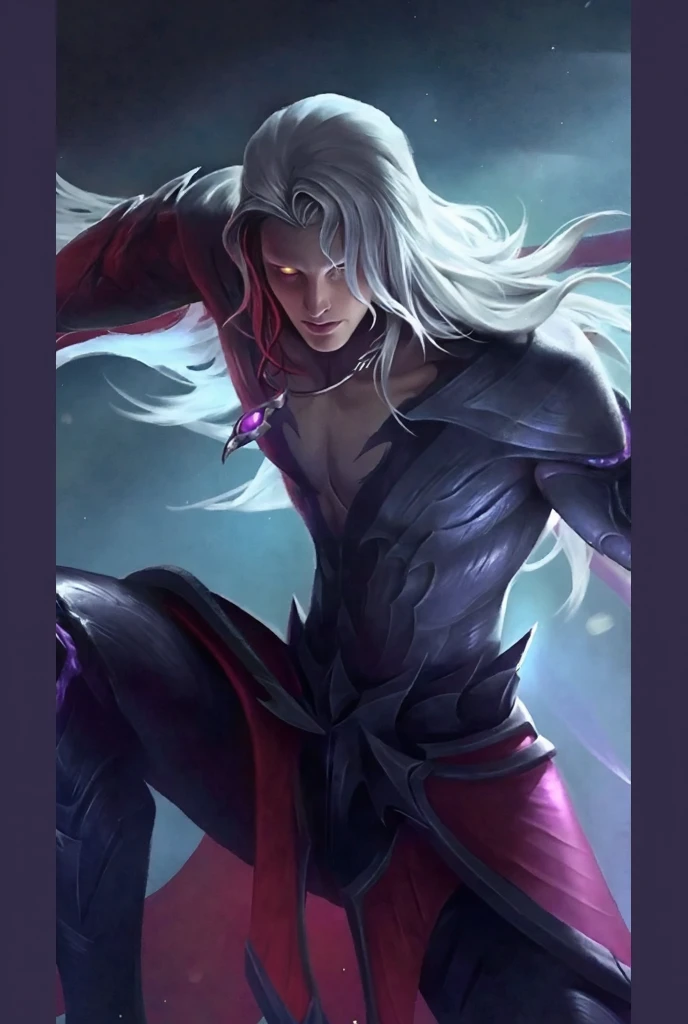 a male with white long hair, Best quality, masterpiece, detailed skin texture, detailed clothes texture, detailed face, super detailed, 8k, intricate detail, The color doesn't change, Muscle guy, 1 male, angry, sharp eyes, red eyes.