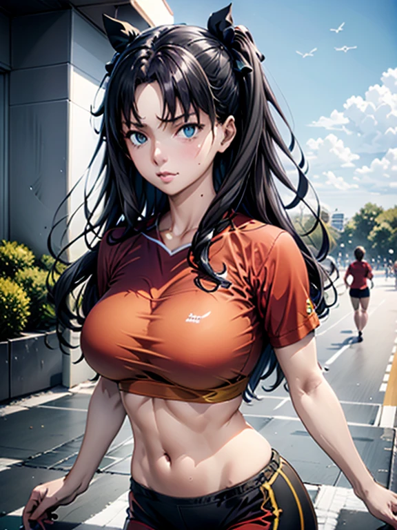 RAW photo, camera&#39;s line of sight, ((highest quality, 8K, masterpiece: 1.3)), sharp focus: 1.2, color see-through cropped tank top, Quite a feature, best smile, cute smile, beautiful woman with perfect style: 1.4, 20-year-old、thin abs: 1.2, dark brown hair, (Natural light, city street: 1.1), Highly detailed face and skin texture, fine eyes, No panties. sit down ?????