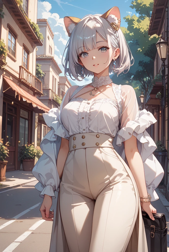 female,Tight Skirt,Take off your shorts,He is wearing only a white coat on top.