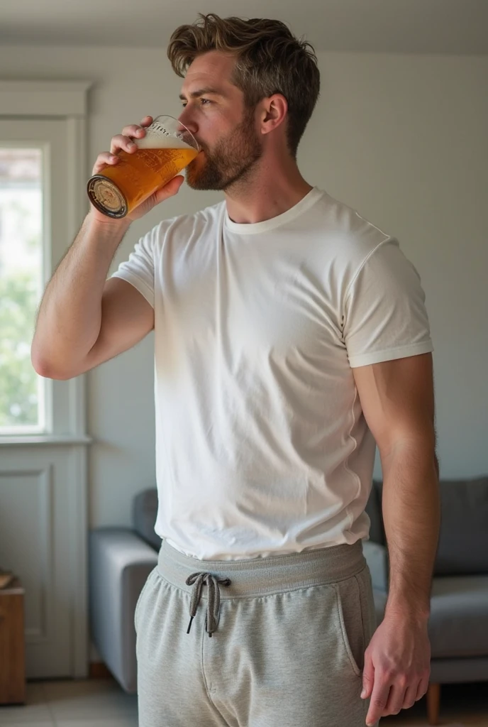 A man wearing a diaper and drinking a bottle