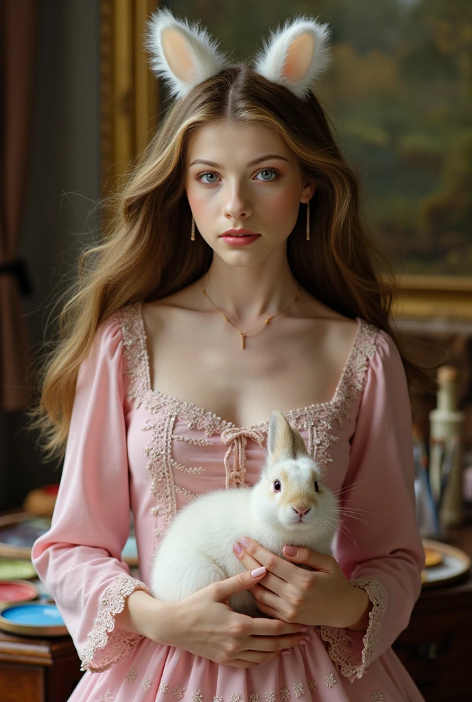 From above,(No riddles, Just a little ditto,As you wish, Very sweet,The secret heartbeat of our hearts, respond) ,idolgirl,slender,long straight hair,periorbital puffiness,sitting,(Big stuffed animal,Large with hedgehog),Mascot Bag,(silver Metallic Tinsel Curtain, Foil Backdrop)