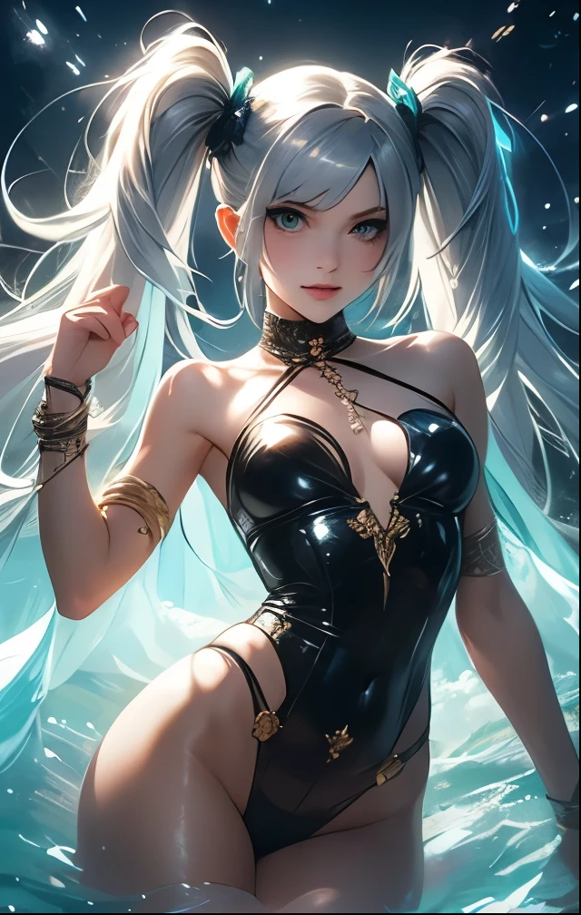 A female demon with elf ears coberta de sangue por todo o corpo rosto e cabelo, um rosto maduro com um sorriso perverso dentes de vampiro, e corpo volumoso com seios e busto enormes, Cabelos prateados com mechas roxas ,(demonic purple and yellow eyes), ((Heterocromia)), roupa aberta preta, espada dupla, unhas grandes longas e pontiagudas. Chained in a prison with candles, moda realista, sysie high definition details, fotografia, nitidez, unique 850 4, koda850 k portrait camera, lente f1.6, cores ricas, textura super realista, textura de luz espetacular, arte surreal, Cinestil 800 mecanismo de moda,
