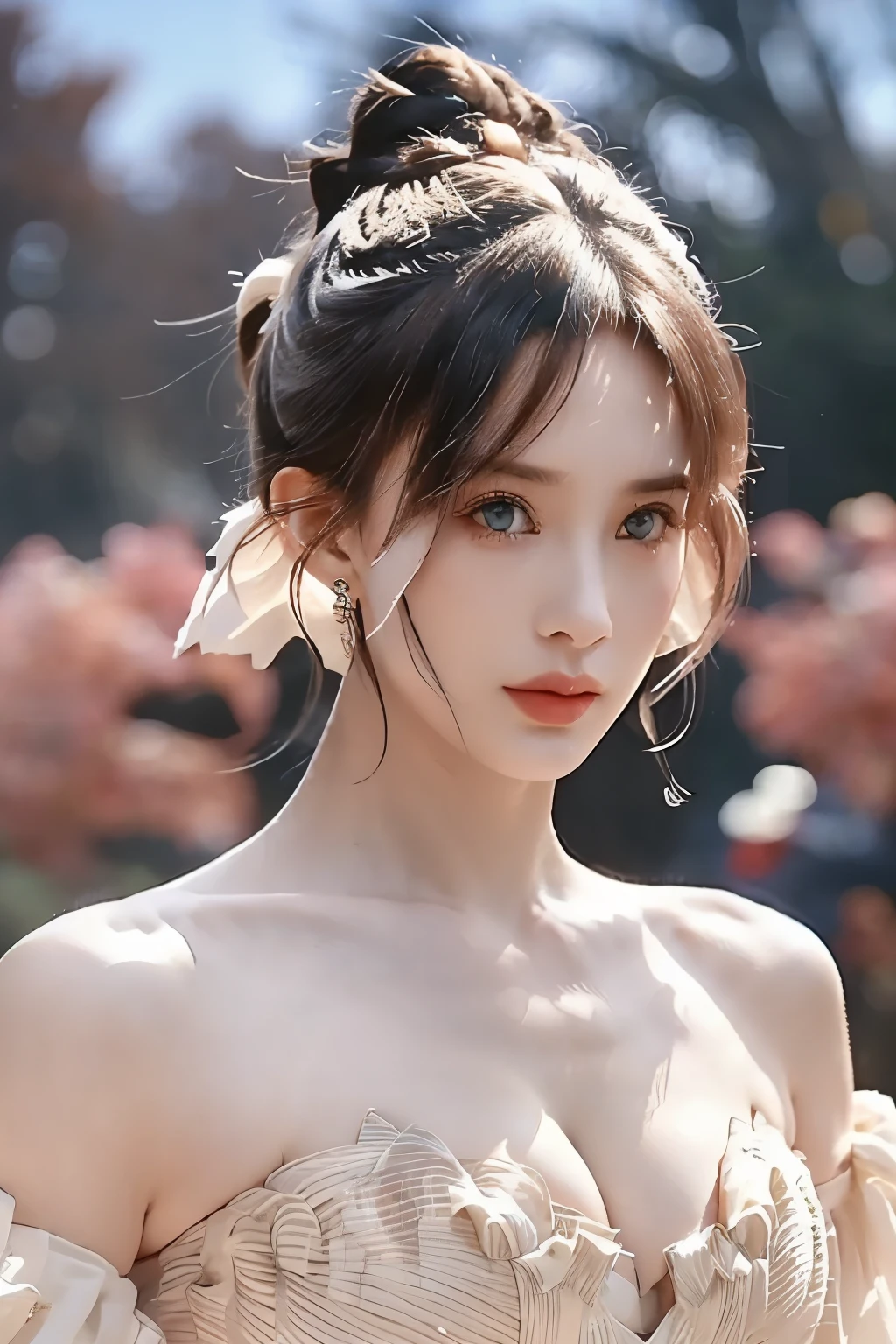 Beautiful Woman with Perfect Body:1.4,Layered Hairstyle,prominent cleavage:1.2,Highly Detailed Facial and Skin Textures,Double eyelids,Skin Whitening,has white hair,(Opening size:1.3)