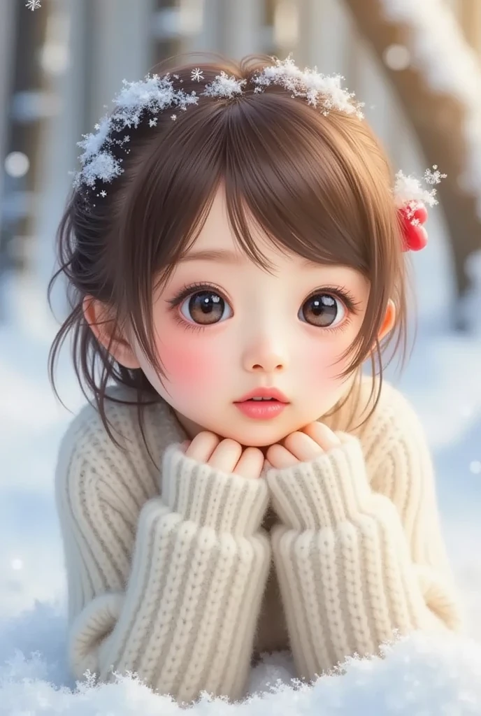 Best quality at best,1girll, a baby face, ssmile, adolable, C4D,This cute baby face appears on a young girl。Her face is petite and delicate,It reveals an atmosphere of youth and innocence。Her complexion was as white as snow,It appears pure and transparent in sunlight。