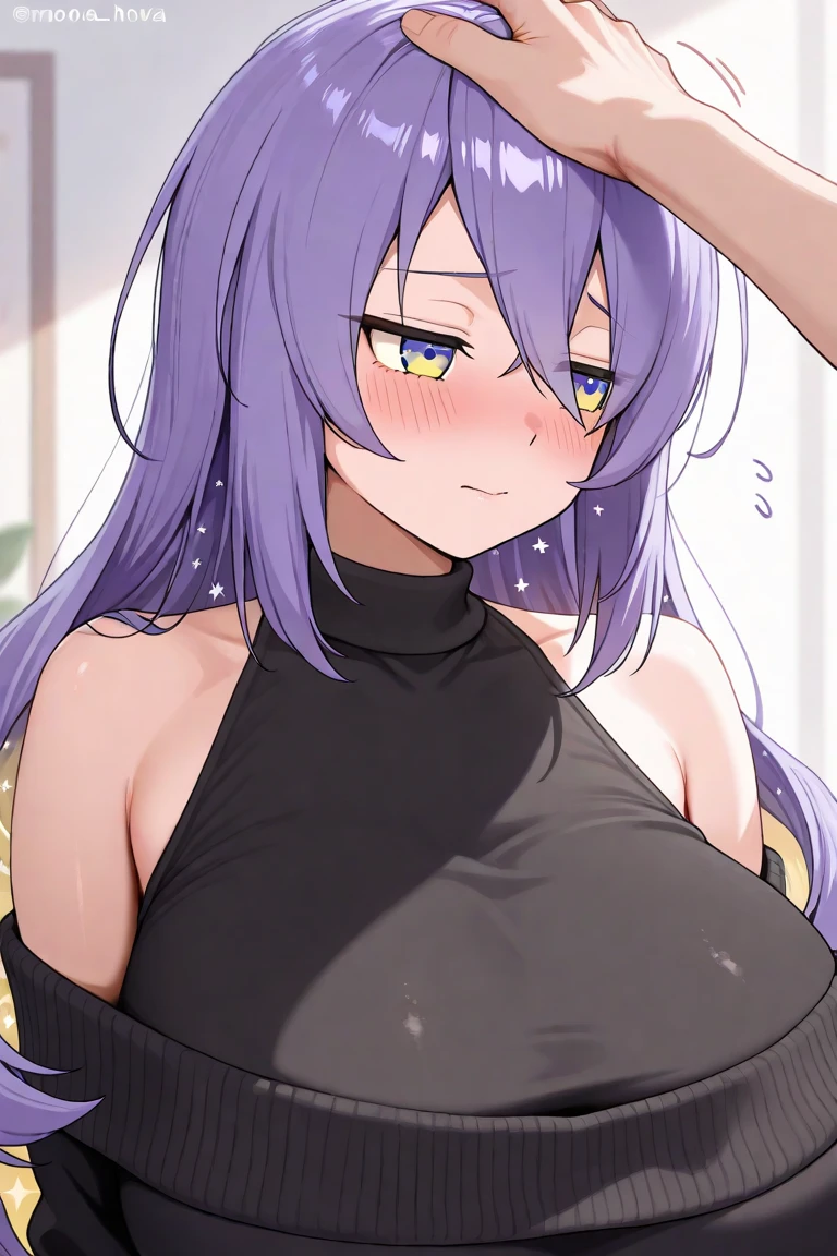 One girl,alone,kusanagi nene,Green Hair,Purple Eyes,Swimwear,project sekai,long hair,cute,cute,nsfw,A man touches my body,blush,
