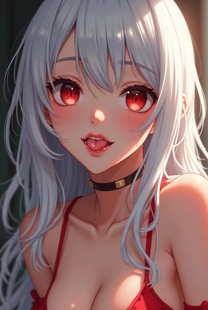 ultra realistic, ((gorgeous)), lilith, highres, 1girl, ultra-detailed, (beautiful detailed face and eyes and hair:1.1), masterpiece, perfect face, beautiful face, textured skin, beautiful detailed face, sensual, beautiful eyes, masterpiece, intricate details, 1girl, looking at viewer, Extremely beautiful, (large breast:1.2), pretty woman, beautiful woman, white_hair, gradient_hair, very_long_hair, (orange glowing eyes:1.3), red sexy clothes,sexy laying pose
