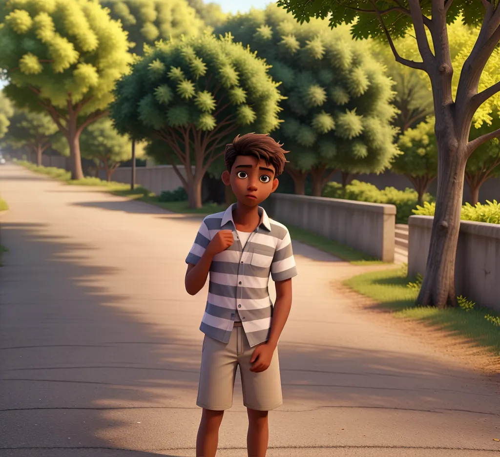 There's a boy walking down a sidewalk with a skateboard, inspirado em Goro Fujita, animation style rendering, arte conceitual do menino solteiro, Arte infantil em Artstation, animado ainda, animation still, menino ambulante, Arte no estilo de Guweiz, 3d rendering stylized, retrato de corpo inteiro de um curto!, 3 d render stylized