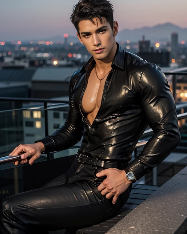 ((best quality)), ((masterpiece)), (detailed), male anime 80's, outfit black, japanese adult
