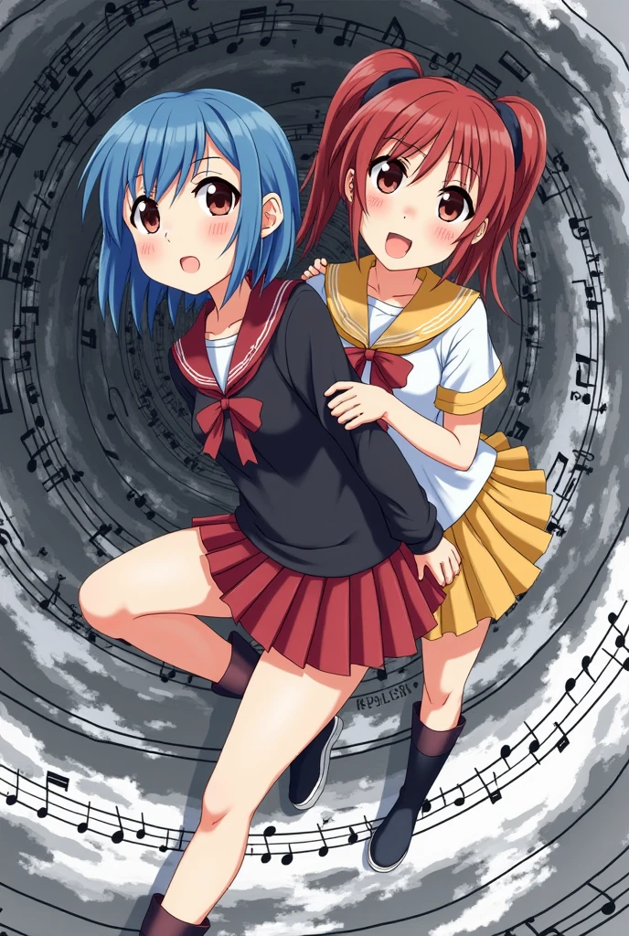 One side of the dress is torn at the chest、Dust cloud、tits、Nipples fully visible、receive damage from an attack、anime、((Battle scene in the ruins))、blush、Line art、Pencil drawing、short hair、Black Dress