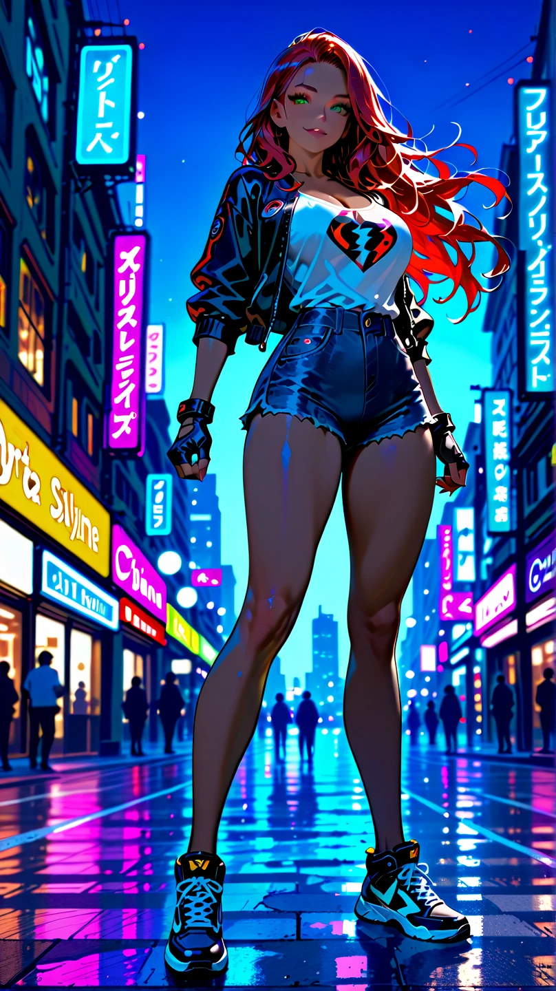 a digital painting of supergirl merging with venom, long hair, cyberpunk art by Josan Gonzalez, winner of the behance contest, afrofuturism, synthwave, neon, shiny neon, thick thighs, thin waist, sensual, nsfw, little clothing, erotic art, anime, torn battle clothes, extremely sexualized, sweaty body, NSFW, big breasts, big ass, HD, 8k, High quality, details, perfect body,  Highlight the body, detail on the perfect face, detail in the background