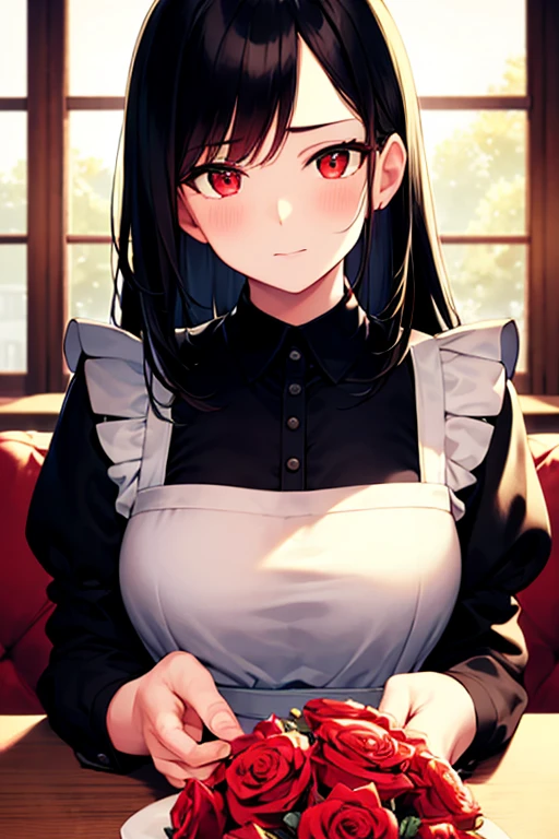 best quality, masterpiece, highres, solo, (hinata_bluearchive:1.10), (maid:1.40), (long maid dress:1.15), 18 <lora:hinata_bluearchive:0.80>
