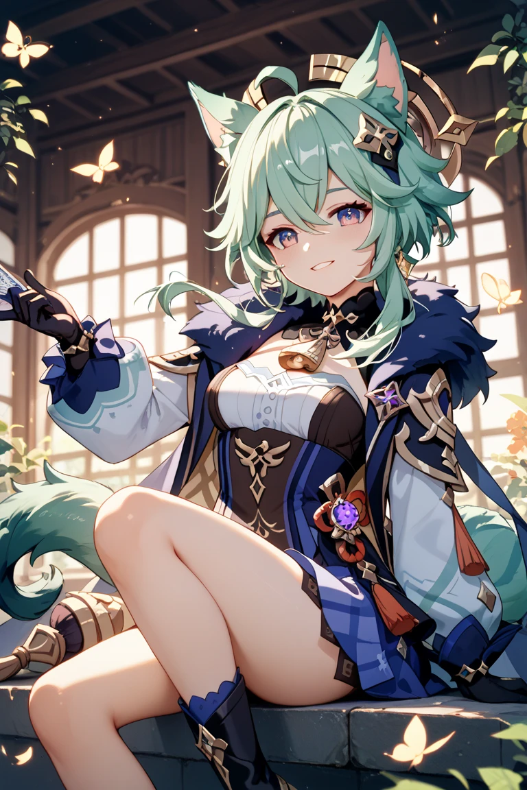 masterpiece, best quality, absurdres, 1girl, pandoria_xenoblade, hat, glasses, open jacket, bra, shorts, standing, sky, <lora:pandoria:1>