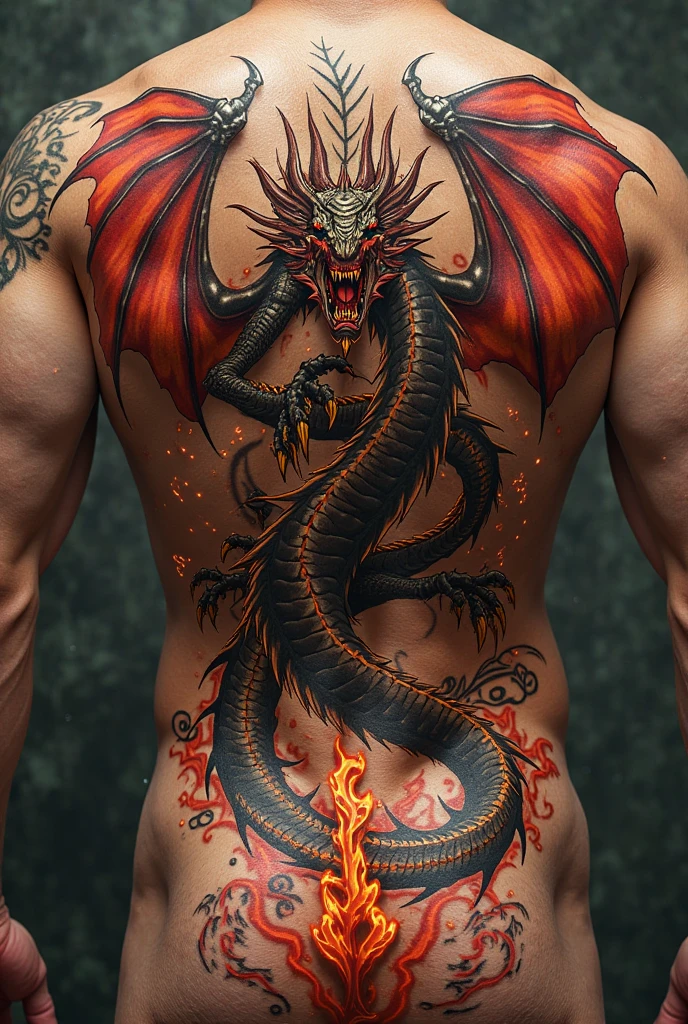 Tatto dragon in arm