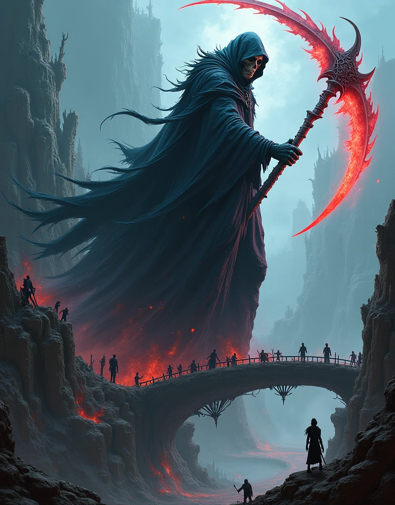 Floating Grim Reaper、Horror、Grim Reaper's Scythe、Spirit Body、Inside the Western-style building、A large number of human souls