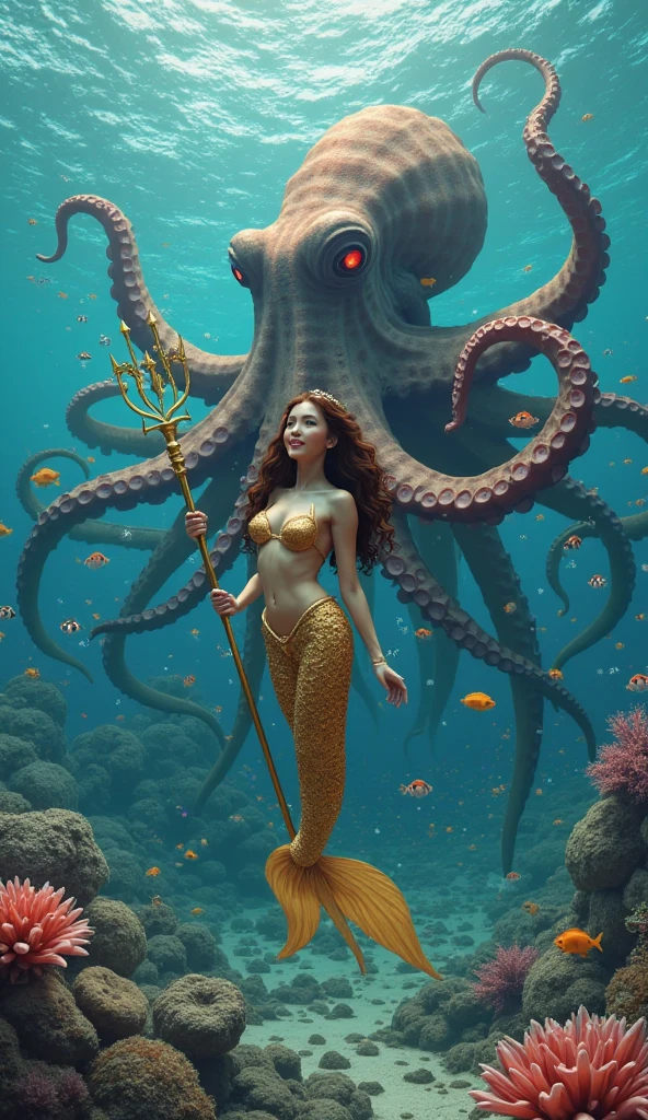 (cute harlequin mermaid woman)++, (fish tail), pinup girl poses, pink underwater hair, cute pink nose, solo female, sitting, seductive, soft tummy, (beautiful face:1.3), Cher, steampunk world, underwater, orange glowing underwater ((((Cthulhu))))+ monster in city ruins scene, polluted water, clockwork fish, glittering skin, 4k resolution, hyper-realistic, ultra-detailed, dark ambiance, night, detailed acrylic, intricate complexity, photorealistic, orange rays of light through darkness, (detailed skin, skin texture), (intricately detailed, fine details, hyperdetailed), (bloom:0.6), raytracing, subsurface scattering, volumetric dust, Key light, ember backlight, photography 400 ISO, film grain, 30mm lens RAW aperture f2, highly detailed