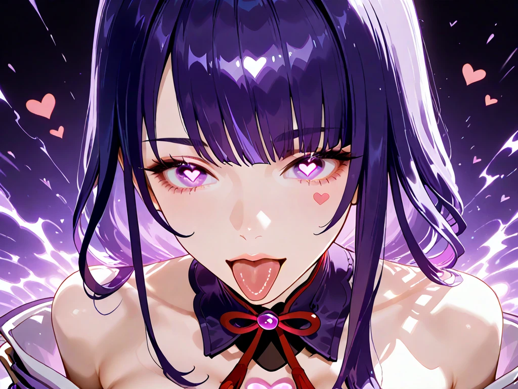 akeno, face focus,face close up, detailed face, detailed eyes, blush on face, smiling ,red lips,choker, hair,sperm on lips