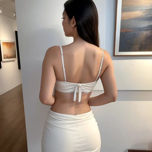 Woman with nude tone look, modern style, full body 18k