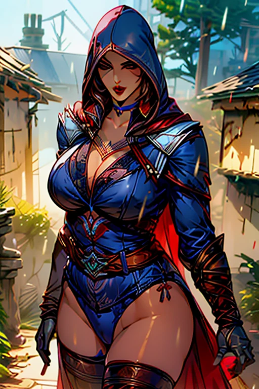 Seris,large breasts,navel, mouth closed,
SerAtt, blindfold ,hood up , jewelry, midriff , cleavage, skirt , small brown vest, black shirt,
nightime, moonlight, spirits,
(insanely detailed, beautiful detailed face, masterpiece, best quality) <lora:Seris:0.8> realistic,