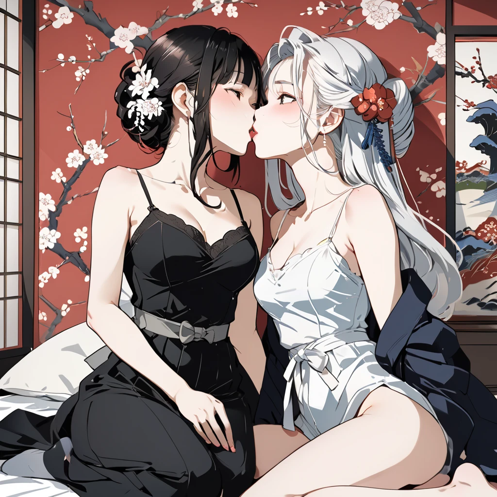score_9, score_8_up, score_7_up, score_6_up, score_5_up, score_4_up, (source_anime), 2girls, suckinull body ,Night, Lights out, dark, Dark room, no lighting, nezuko kamado, kimetsu no yaiba