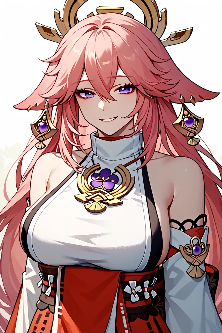Yae Miko's face portrait; (best quality), amazing, (high resolution) and (Super detailed) , Beautiful color scheme
