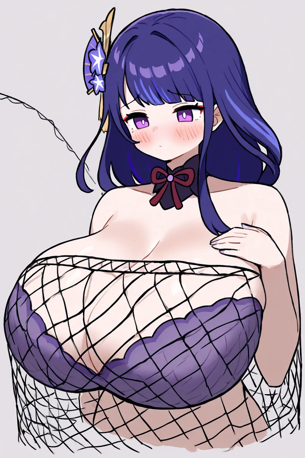 1girl, nsfw, furuderika, long hair, purple eyes, blue hair, blunt bangs,,　　, empty eyes , large breasts, nipple, Running, ,, Heavy snowfall area　frozen wet crying mountain Alone, crying, Naked, solo, 1girl,　amusement park ,