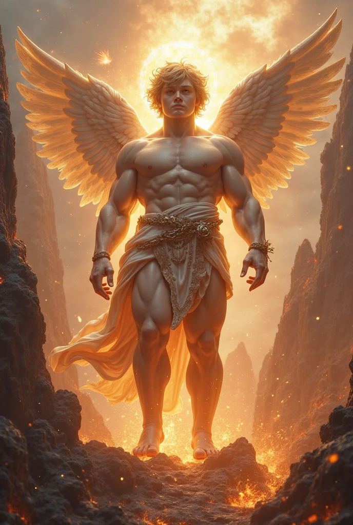 I want a person who is a man, half angel and half demon, with its wings open, I want her as an image