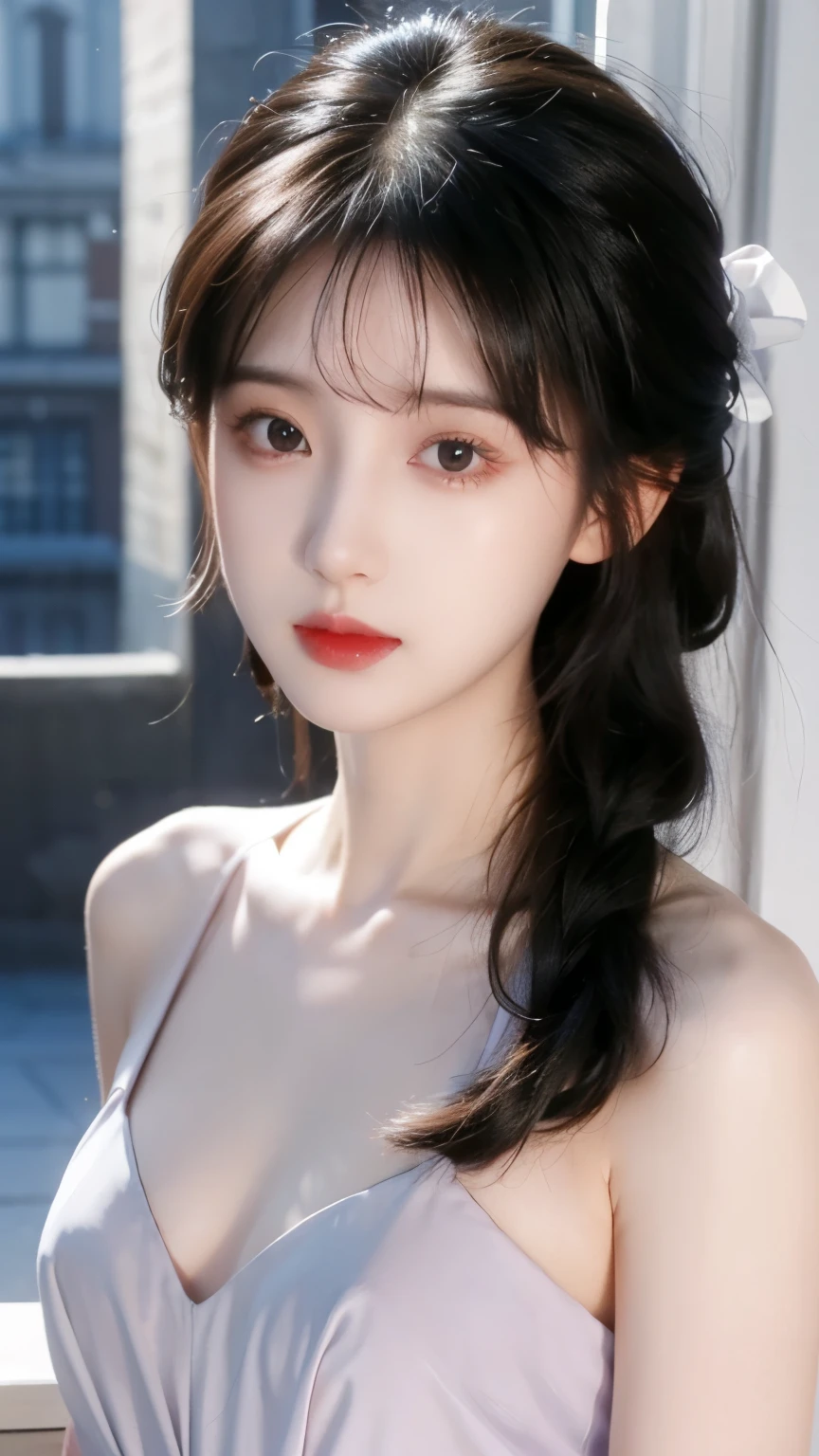Impeccable ,(((From above))),(((Eight degrees shooting ))),ultra-high definition,Volumetric Lighting,Realistically , Very cute, Lovely Lee,Very Shy,highlights her sexiness, fair and tender , Very delicate eyes , her delicate nose , delicate little ,one of the beautiful girls, Adorable Female , round little face ,(external),Bare Shoulders,Smooth and Delicate Skin,purple dress