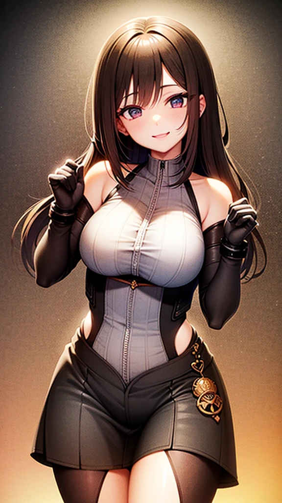 1 beautiful woman, fair skin, long dark hair, ponytail, brown eyes, ((detailed eyes:1.2)), medium breasts, wearing kunoichi suit, sexy, sensual, sleeveless, sideboob, underboob, masterpiece, top quality, best quality, official art, beautiful and aesthetic:1.2), extreme detailed, colorful, highest detailed