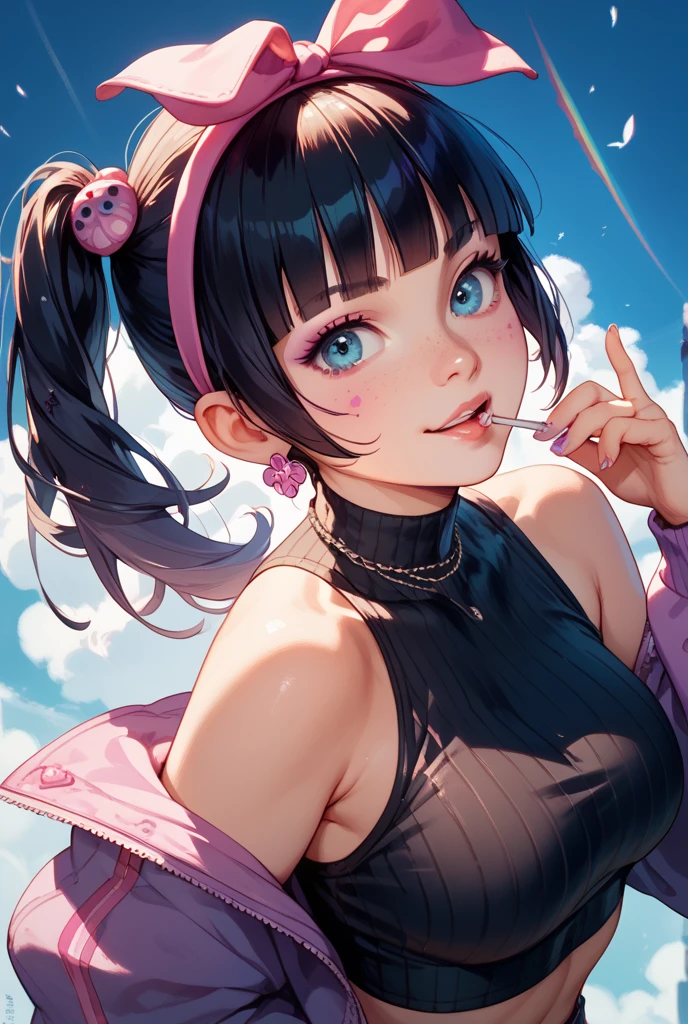 Young girl with black hair, long twintail, twintail hairstyle, (blue eyes),, ((small pink bushy eyebrows)),naked, lolicon (Zankuro) drawing style by zankuro artist, ザンクロー style, image uploaded to R34, girl sucking penis cum bubbling out her mouth, in a street, girl giving a deepthroat blowjob to male, multiple vignettes