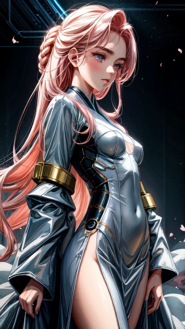 (masterpiece, best quality, ultra-detailed, highres, illustration:0.8), extremely detailed wallpaper, official art, amazing, high detail, ultra-detailed, extremely detailed 8k wallpaper,closed full body, bright pink hair, green eyes with slit pupils, (white background: 1.3), (1girl, solo),(bodysuit),sexy,perfect anatomy,beautiful face, back figure, looking back, 