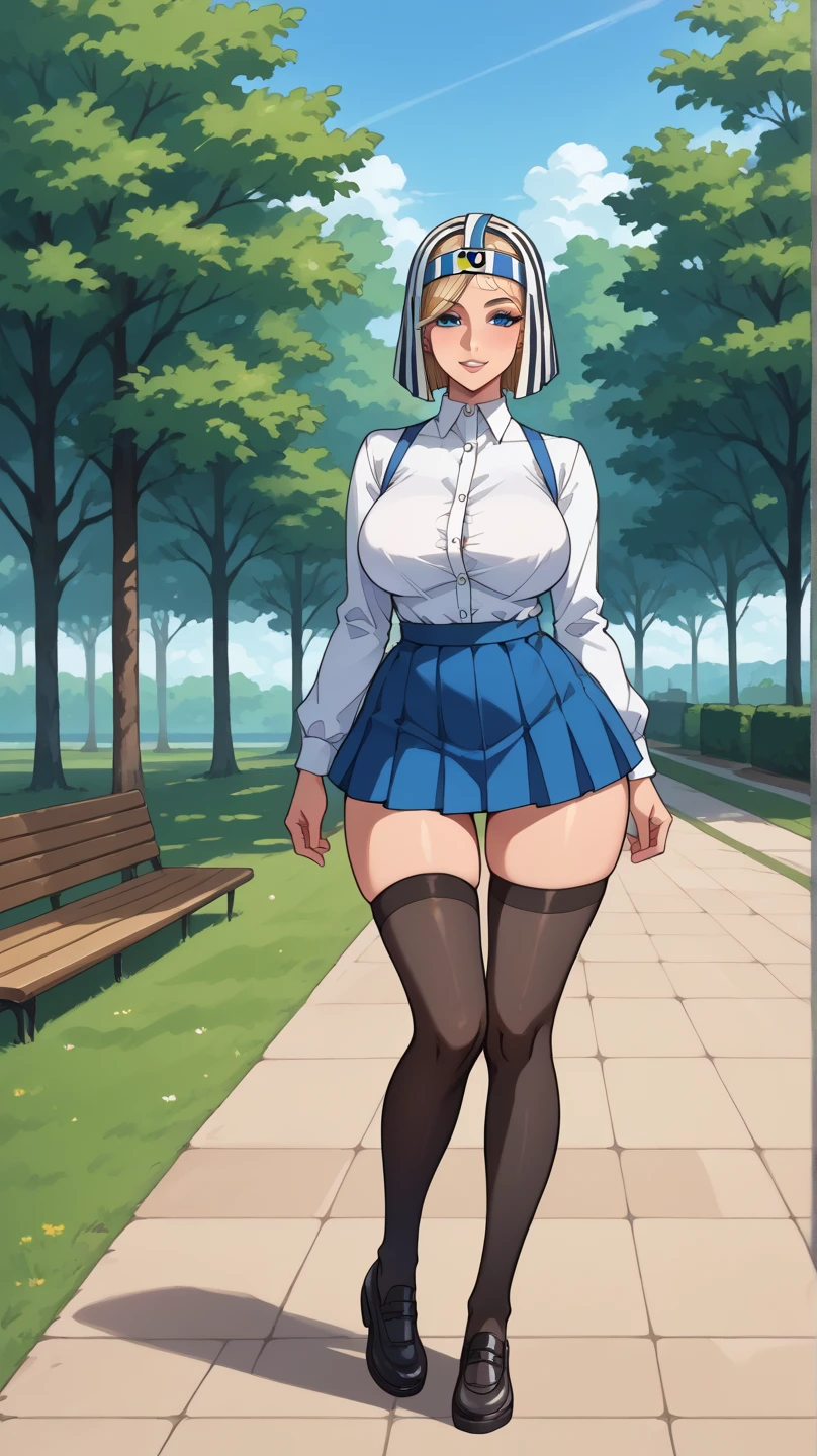 anime artwork, score_9, score_8_up, score_7_up, score_6_up, score_5_up, score_4_up, source_anime, BREAK, thick outline, fat outline,
Yozakura_XL, blue-green eyes, dark blue hair, short hair, hair flower ornament, large breasts, BREAK, Yozakura_School, school uniform, white sailor collar, grey jacket, black buttons, grey skirt, skirt frills, neck ribbon, grey belt, black pantyhose, grey loafers, BREAK, outdoors, sitting, crossed legs,
<lora:Yozakura_XL:0.7>
<lora:PersonalAmi_PonyXL:1.0>