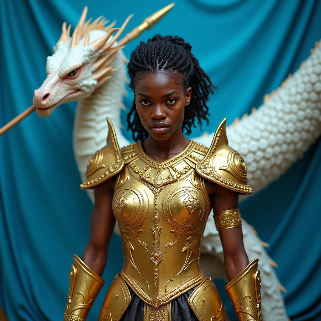 ((beautiful horror little child)), child, ((bone queen armor with fur)), dark skin, (big tit), (dynamic pose), 8k, ((full body view))