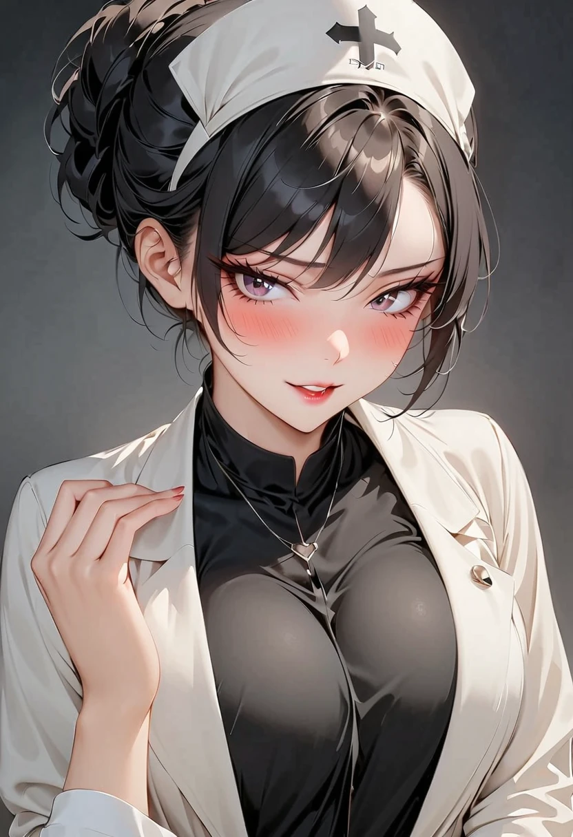 1 girl, smile, shirt, mini skirt, ((jirai fashion, jirai makeup)), big breasts、Enchanting cleavage、exquisite female body、detailed face、detailed person、perfect human body、detailed background
