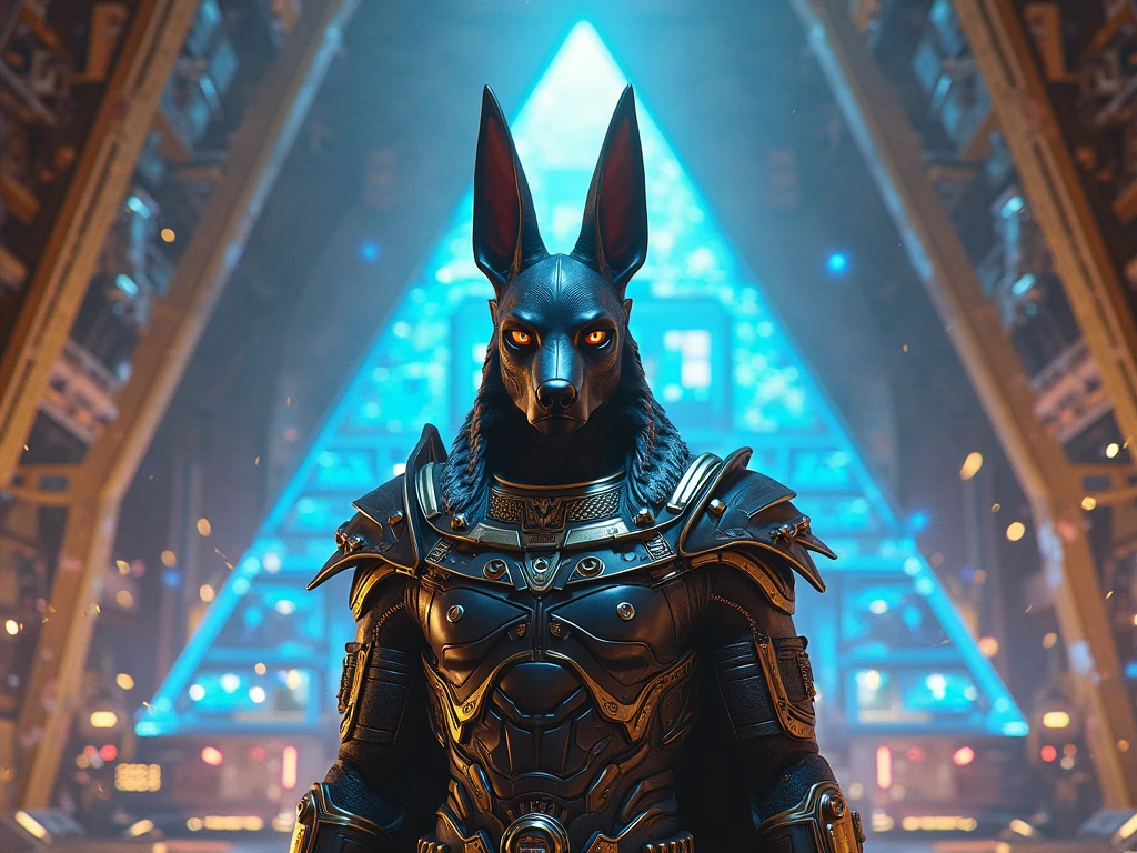 cinematic vfx movie still full figure frame of a smooth, elegant, powerful, (muscular:1.3), proud, dominant, sexy, barbara palvin as a flirting posing dominant powerful anubis wearing a wolf <lora:stargateJackal:0.55> (anubis:0.7) (jackal:0.6) (pointy ears:1.1) outside in the sand in front of a science ficiton pyramid, epic volumetric lighting, film grain, centered, full body, (masterpiece, best quality, highres, photo-referenced:1.1), (science fiction:1.1), sparkling eyes, caustics, (character focus), (perfect anatomy:1.2), (realistic, photorealistic:1.5), seen from below , elegant, tight fitting, (science fiction:1.3) Anubis (jackal:1.2) (digitigrade:1.4) designed by Joseph A. Porro, the science fiction cybernetic jackal helmet is made of metal with intrinsic details, the gauntlets, atmospheric, caustics, volumetric lighting, mix of natural lighting and artificial lighting, cinematography by Karl Walter Lindenlaub, directed by Roland Emmerich, (photorealistic:1.4), big breasts, nipples , photo