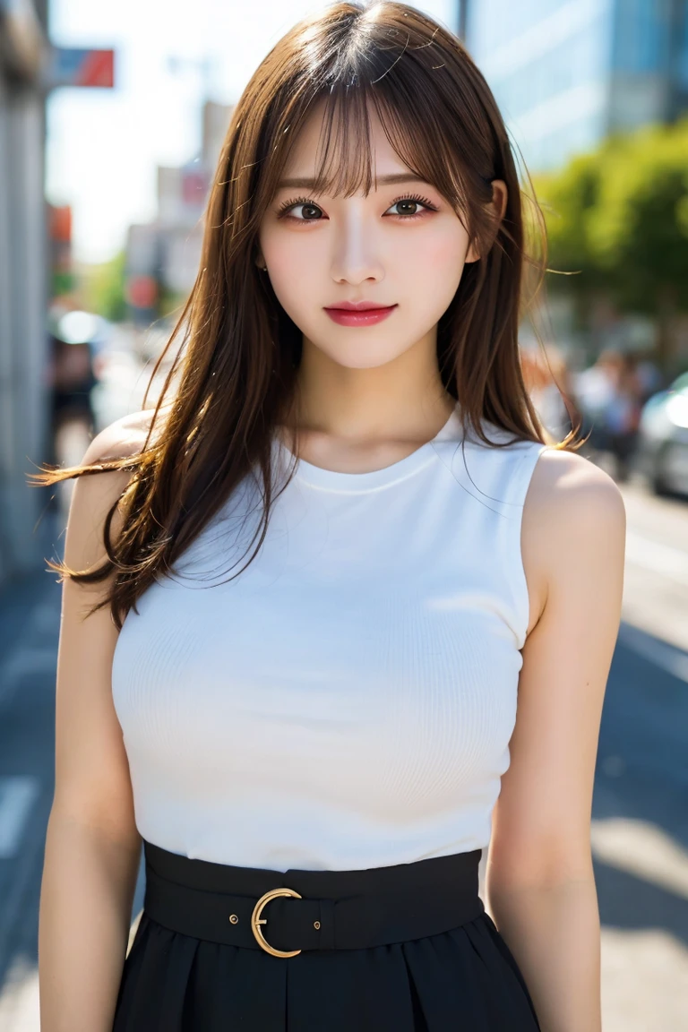 1girl,sexy pose,best quality,masterpiec8K,HDR,highresabsurdres:1.2,Kodak portra 400,film grain,blurrybokeh:1.2,lens flare,(vibrant color:1.2),looking at viewer,blur background,White shirt, Straight bangs、Pleated skirt、mini skirt、Exposing the breasts、Bare your breasts、Nipples
