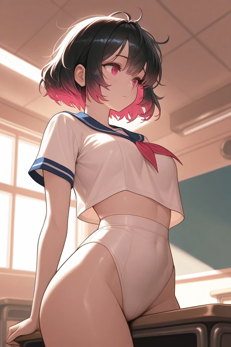4K,High resolution,masterpiece,male性一人,black hair,22 years ago,thin chest,She is changing into a black maid outfit,frilly headdress,shy,look down,maleの目線は下,embarrassing,blushing too much,NFSW,R-18,exposed,~ side,buttocks, feet, fishnet stockings,background/Bright locker room,gay,homo,portrait,(((male)))short hair,maleの体格,full body portrait,thin chest板