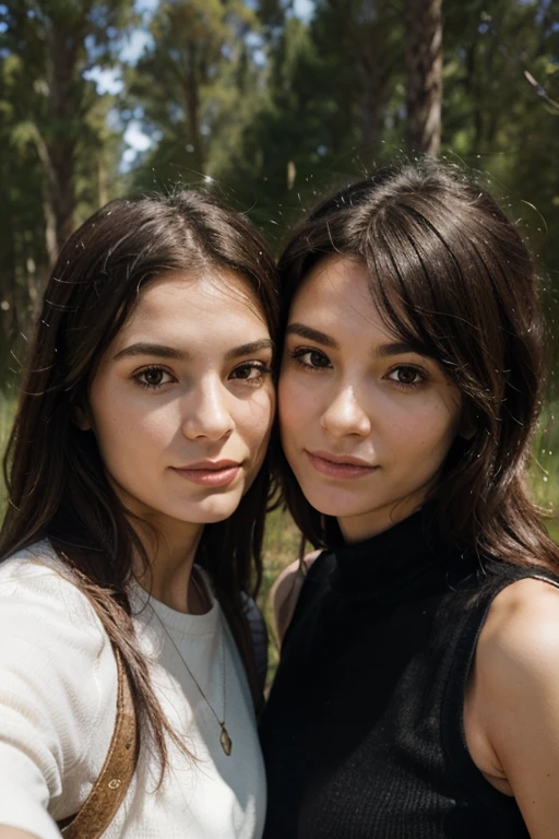 Brune, brune tres belle, belle femme, 20 ans, les main dans les cheveux, selfi dans une rue en ete, selfi photo de tres bonne qualité