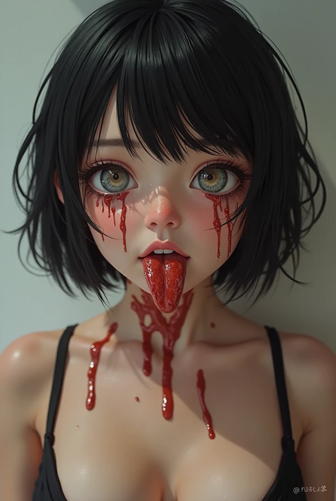 Highest quality, masterpiece, look up, cute,(Horror),(((少女の美しいzombie))),((zombie)),((This girl is dead)),(Being attacked),Trying to bite,(((Bleeding,Injured))),(((Shedding tears of blood))),((Bloodbath)),((口からBleeding)),((Covered in blood)),(A body covered in wounds),((zombieに身体中を噛みつかれた)),((Sexy)),(sexy),((Small breasts)),(Baby Face),(high school girl,uniform),Bobcut,(((Masturbation))),((semen)),Beautiful Style,(((Lower body exposed))),(((Pale skin))),((Sensual look)),(Sexy表情),(Expressions of delight),((fearと快楽の表情)),((Ahegao)),(Dark atmosphere),(Dark atmosphere,fear),((Dim lighting))