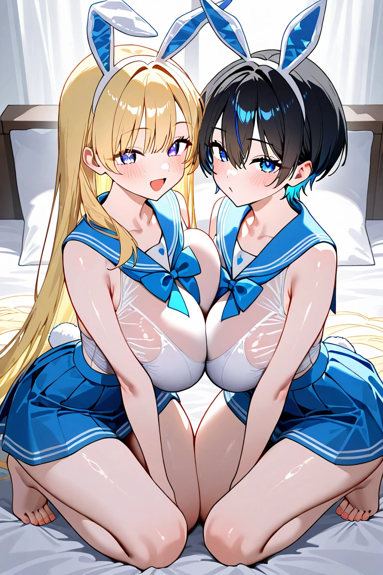 highest quality,wonderful,finely,extremely detailed CG Unity 8K wallpaper, (girl,blonde, Yellow Eyes, Low Ponytail, Scrunchie, Earrings、Wicked Smile), (Grin:1.1), (Brown Skin:1.4), (gigantic breasts:1.1), (grabbing breast:1.3), (Sailor swimsuit:1.1), (topless:1.1), (open mouth:1.2), (long tongue:1.2), (cum on nipple:1.3)