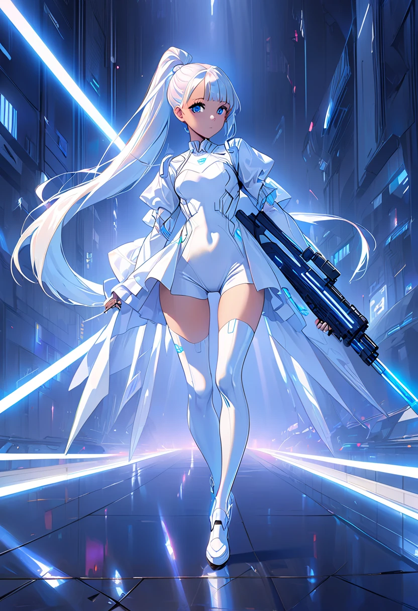 (full body:1.3),dynamic pose,1girl,russian, pale skin,delicate face,blue eyes:1.3,freckles,(mecha penguin hoodie:1.3,small panty:1.3),(thigh gap:1.3,legs:1.3,one hip up,barefoot),white background,(best quality:1.2,ultra-detailed,realistic:1.37),soft colors,polished lighting