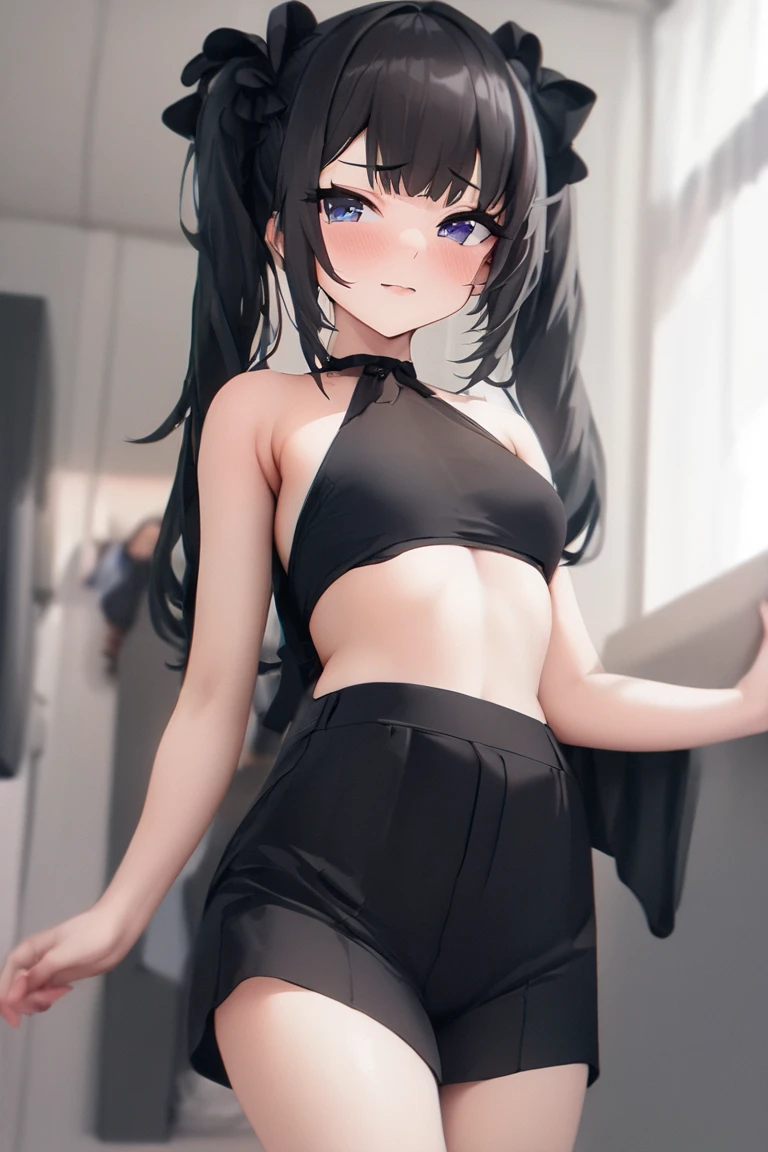 A woman who is，Wear black leggings，Posing for photos leaning against the door, The head is not exposed，Wearing half-sleeved upper body，[ 4K realism ]!!, [ 4K realism ]!!!, [ 4K digital art ]!!, Realistic shadow perfect body, realisticlying!!!!!!! art-style, photorealistic anime, by Shitao, Popular topics on cgstation, Casual pose, realistic anime 3D style