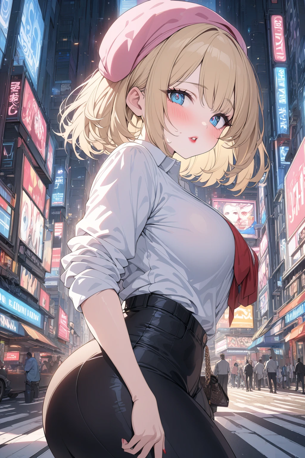 sexy girl, in street, mostrando os peitos, night
