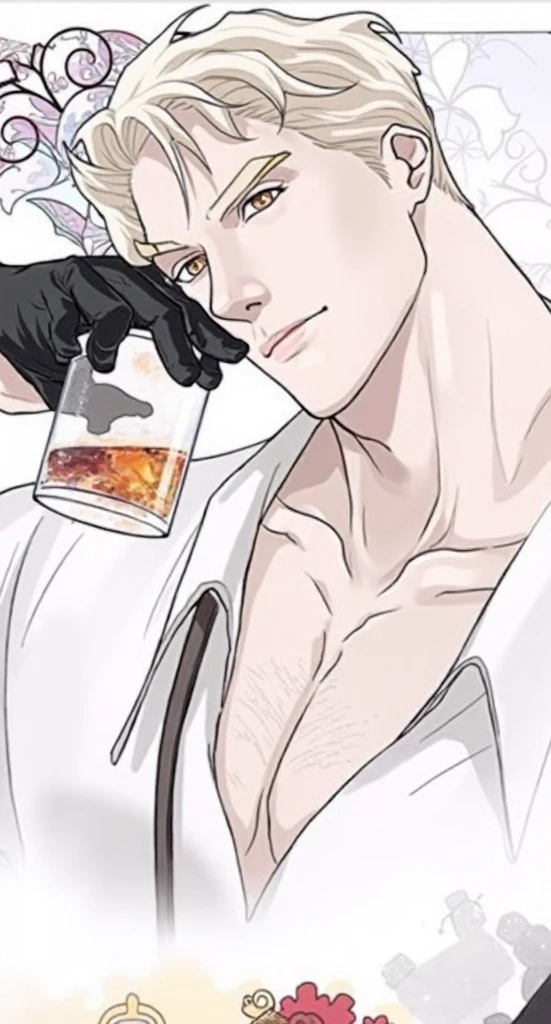 カッコいいmale、nsfw1、male(White long hair、Smooth Hair、lab coat、stethosco、Blue Eyes)、fellatio、1boy、Yaoi、Gay
