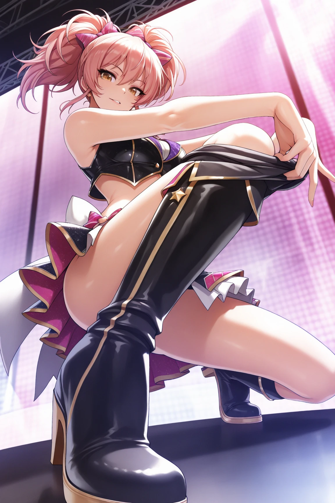 Holding a sword、Anime girl in purple dress with white stockings, Anime Barbie in white stockings, Seductive Anime Girl, beautiful anime girl squatting, highly detailed exquisite fanart, by Shitao, clean detailed anime art, 8k high quality detailed art, Ilya Kuvshinov. 4 k, Smooth Anime CG Art, juri misaki, Detailed key anime art