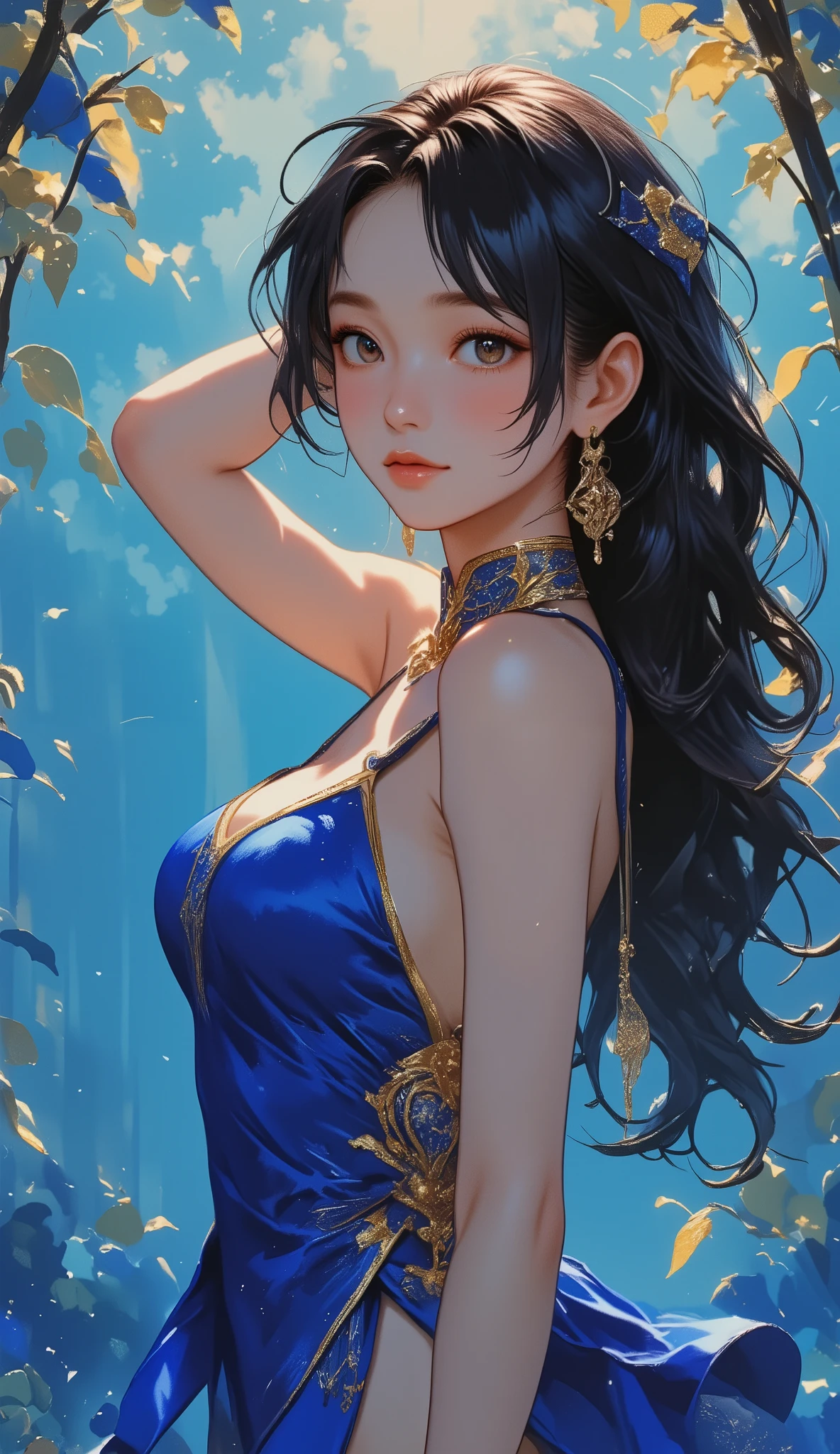 cute ,(((little ,tiny little body,little,chibi))),(((6 years old))),((((1 toddler:1.4))),(baby face),(round face),(little chest),(big forhead:1.2),(anime with extremely cute and beautiful black hair)),
((((indian girl)))),(((flat chest))),((((black hair:1.35,messy hair,colored inner hair,absurdly long unkempt hair,dark hair,black hair,very long hair,voluminous hair,Thick hair,Dense hair,long hair)))),(((turquoise_eyes:1.3))),intricate eyes,beautiful detailed eyes,symmetrical eyes,big eyes:1.5,(((lustrous skin:1.5,bright skin: 1.5,skin tanned,shiny skin,very shiny skin,shiny body,plastic glitter skin,exaggerated shiny skin,illuminated skin))),(detailed body,(detailed face)),
(cute,kawaii,(nsfw)),🦄,🌈,
navel,(((modern princess,turquoise diadem,tu(arabian clothes,with little blue clothing,((((revealing microbikini underwear)))),(arabian jewelry,intricate necklace),(((intricate outfit,intricate clothes,embroidered outfit,ornate outfit))),
(dynamic pose:1.0),embarrassed,(centered,scale to fit dimensions,Rule of thirds),
((snowy pine forest at night)),with dark stormy clouds,winter,scenery:1.25,((snow forest background)),Christmas tree,
highres,sharp focus,(ultra detailed,extremely detailed),(photorealistic artwork:1.37),(extremely detailed CG unity 8k wallpaper),(((vibrant colors,vibrant theme))),(intricate),(masterpiece),(best quality),