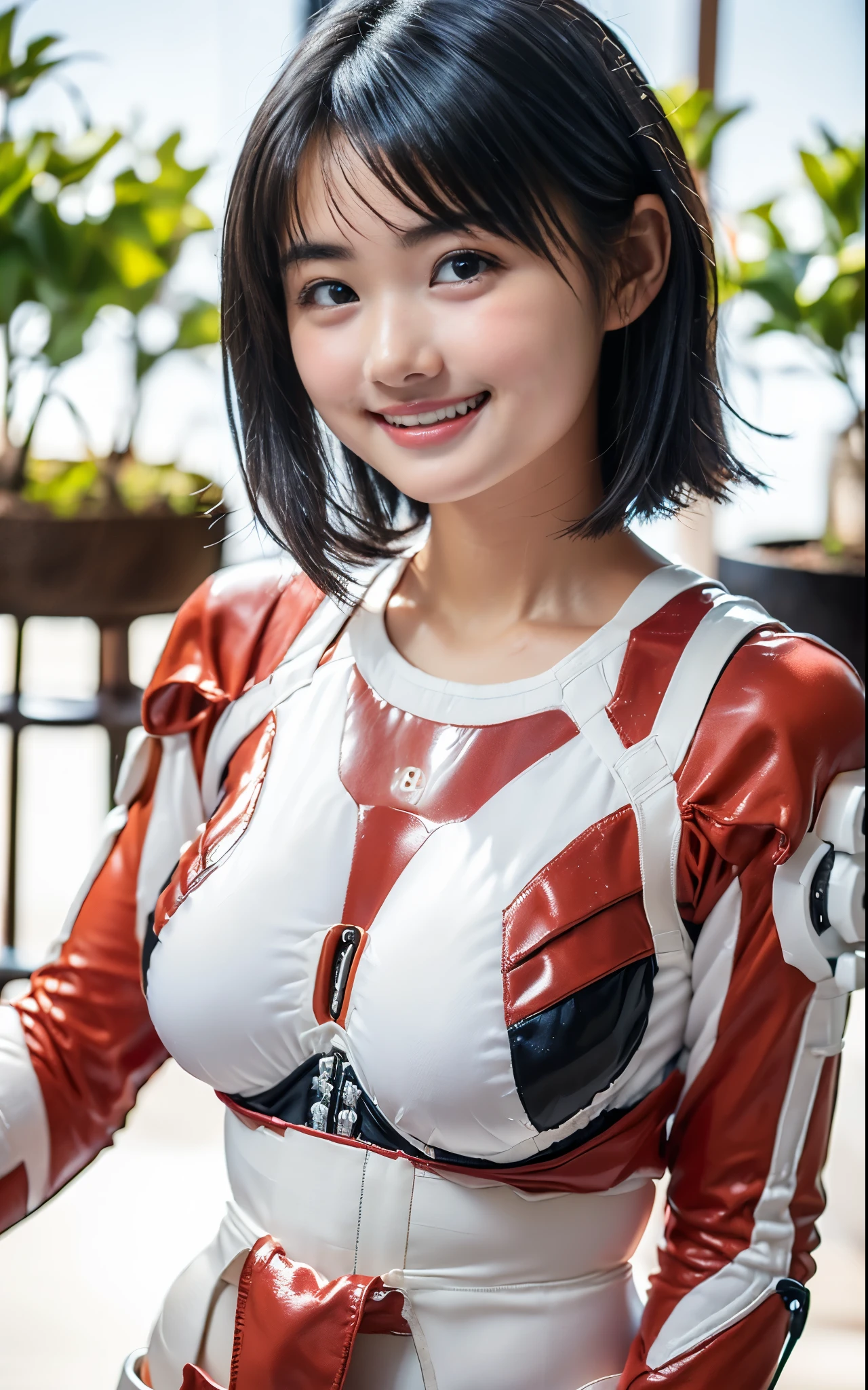 (8k、RAW photo 、最High Quality:1.2),( black hair、Dark Eyes:1.8),(plug suit:1.5), front view,(:1.6)、( thin waist:1.6)、(おっぱいと乳首の形を強調するplug suit :1.2)、( :1.5) 、( big breasts:1.4)、 Slender Body 、 Ultra-accurate, Beautiful Faces,(1 person:1.9) ,(Exposing Skin:1.4)、( Baby-faced and cute : 1.5)、( cute smile: 1.6)、(round face: 1.7), ( no background、One person only :1.8),(twin tails:1.5)、 High Quality