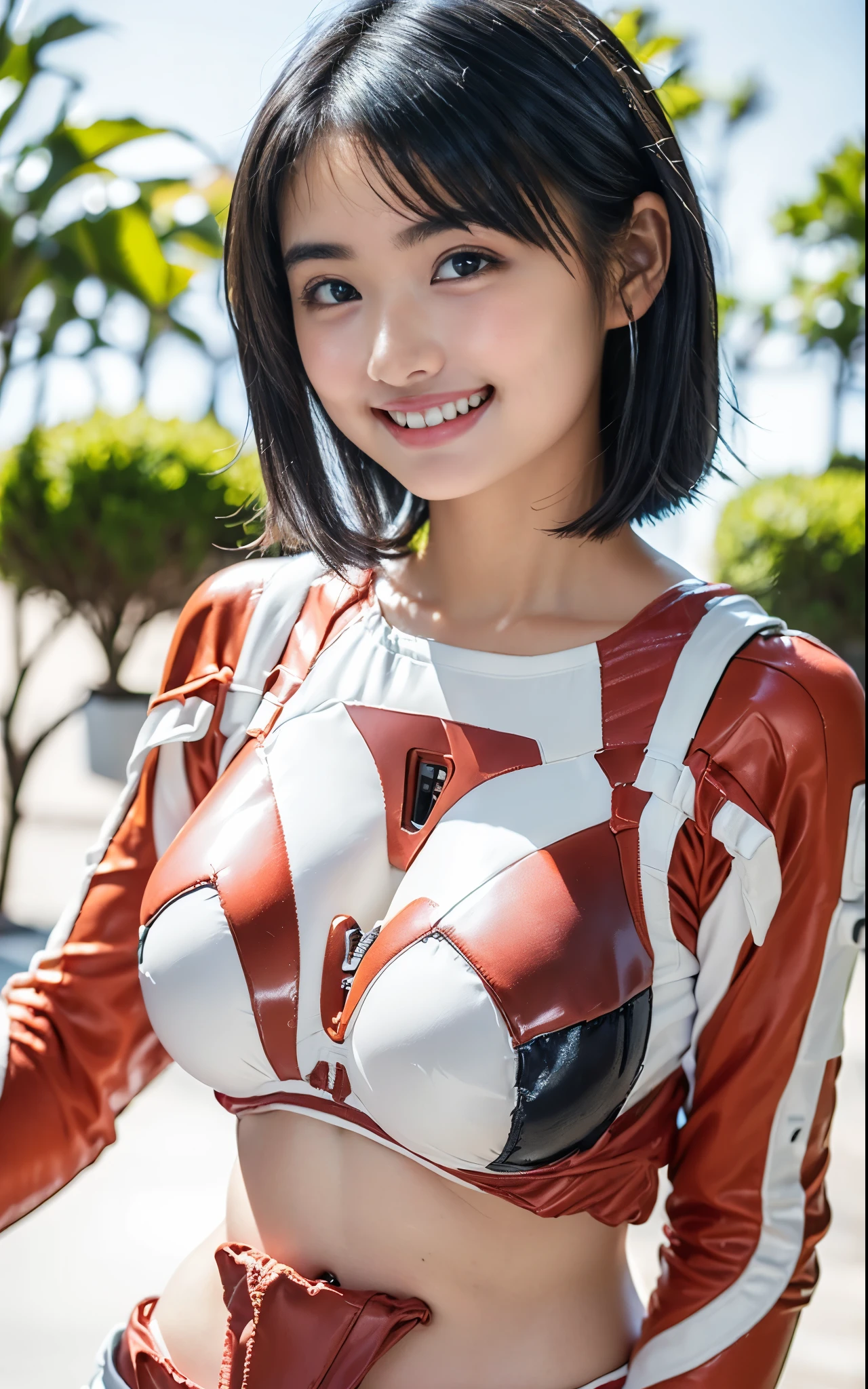 (8k、RAW photo 、最High Quality:1.2),( black hair、Dark Eyes:1.8),(plug suit:1.5), front view,(:1.6)、( thin waist:1.6)、(おっぱいと乳首の形を強調するplug suit :1.2)、( :1.5) 、( big breasts:1.4)、 Slender Body 、 Ultra-accurate, Beautiful Faces,(1 person:1.9) ,(Exposing Skin:1.4)、( Baby-faced and cute : 1.5)、( cute smile: 1.6)、(round face: 1.7), ( no background、One person only :1.8),(twin tails:1.5)、 High Quality