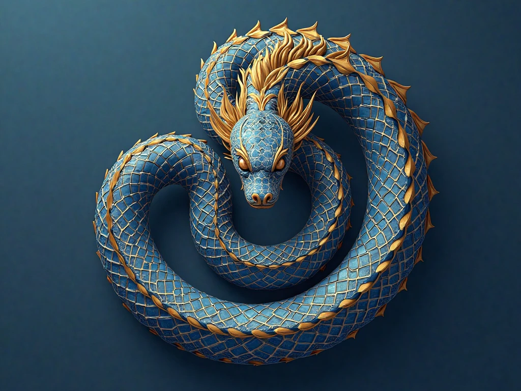 DARK writing with a coiled dragon
