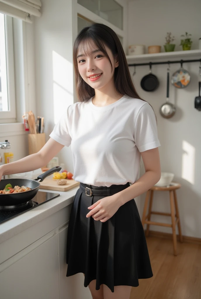 Jacket,white t-shirt, skirt